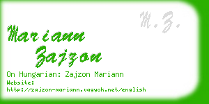 mariann zajzon business card